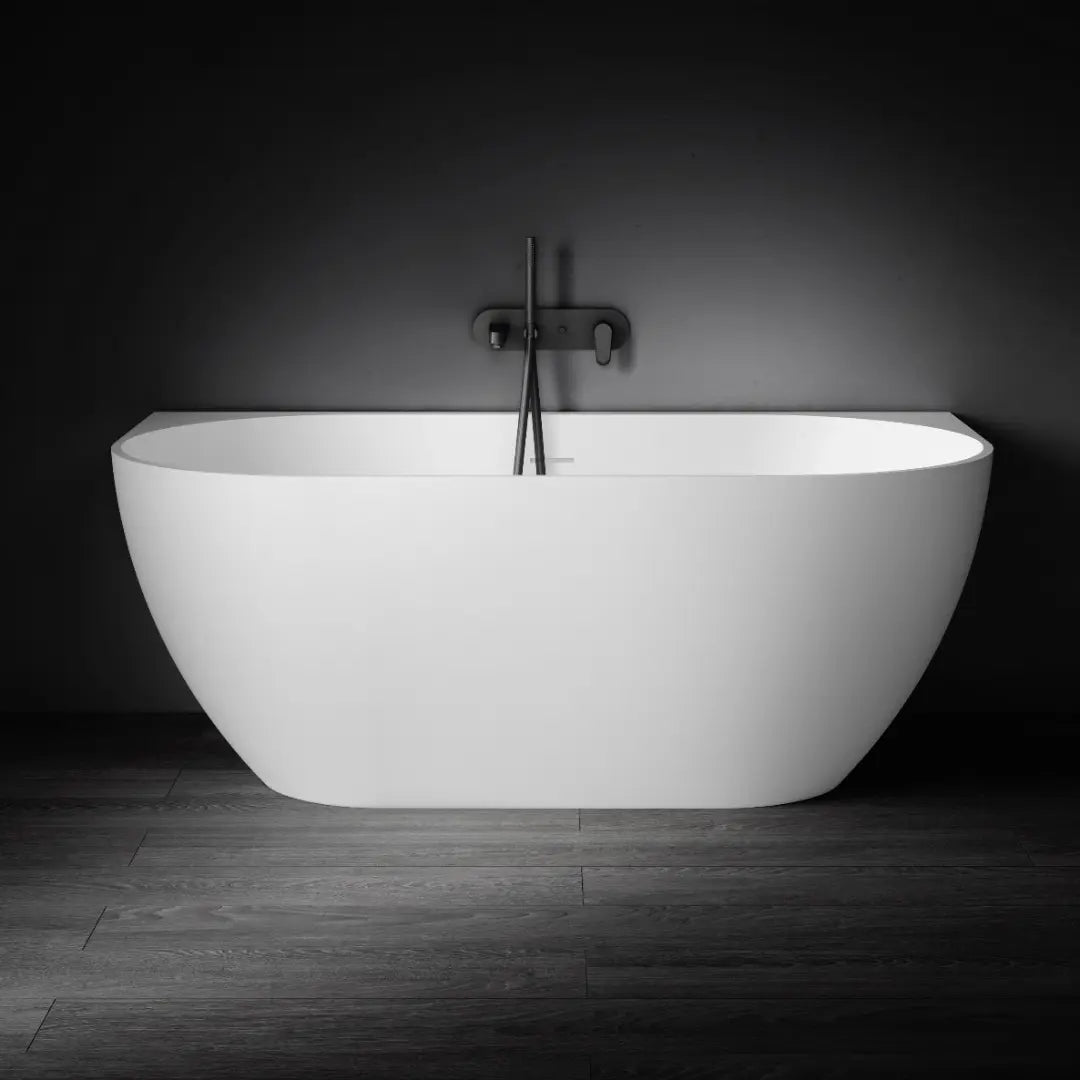 Bianca Freestanding Stone Back to wall Bath 1500mm with overflow Kaskade Stone