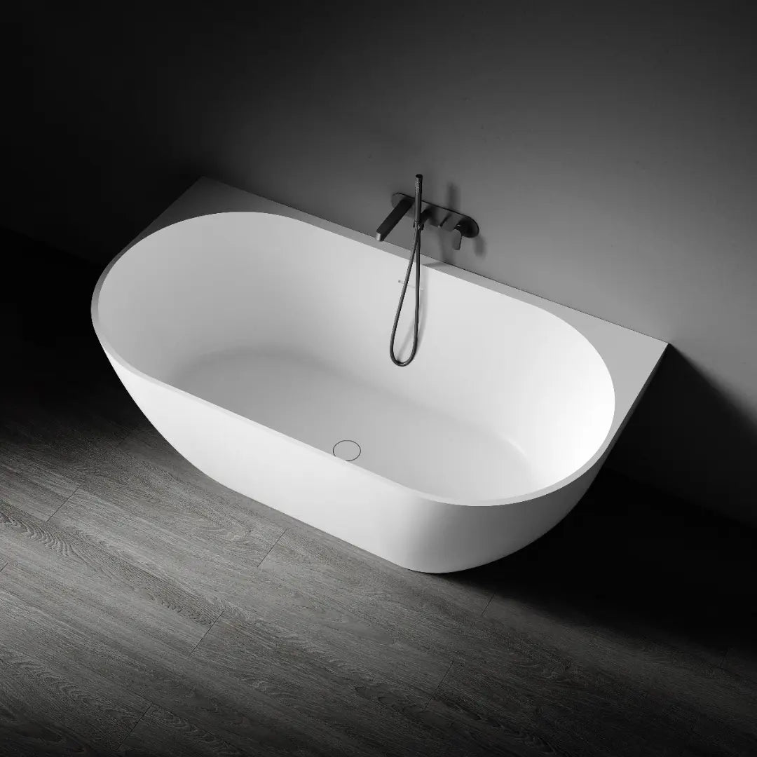 Bianca Freestanding Stone Back to wall Bath 1500mm with overflow Kaskade Stone