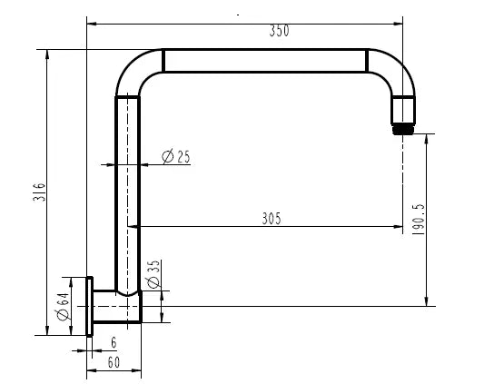 Round High Rise Shower Arm Modern National