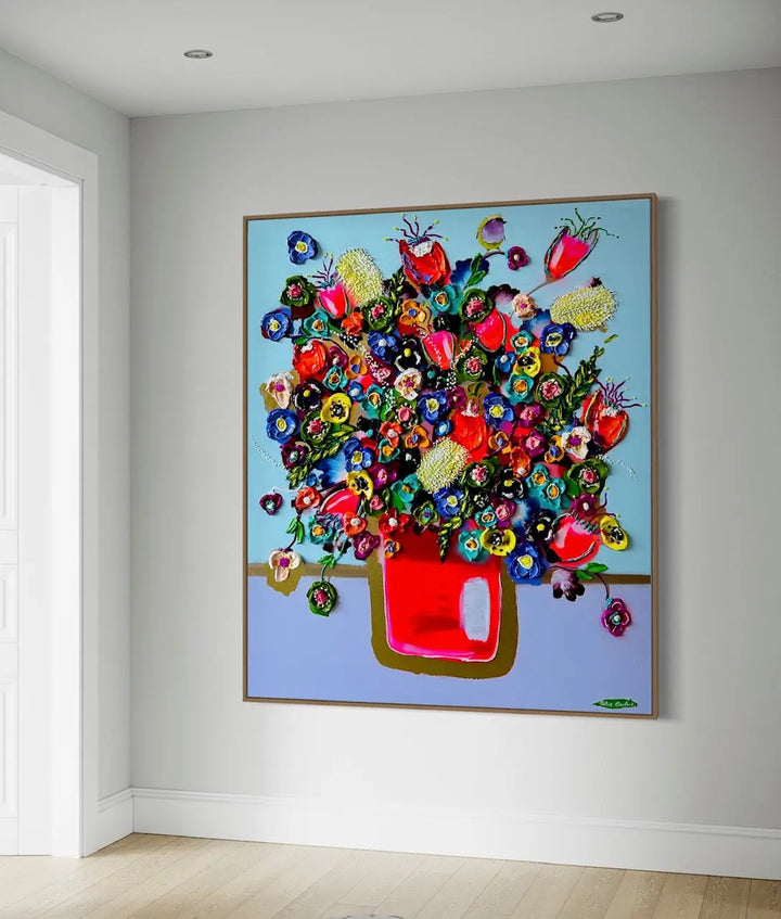 "Seven Sisters" 145 cm x 120 cm, Mixed media, Tasmanian Oak frame Collie Crawford