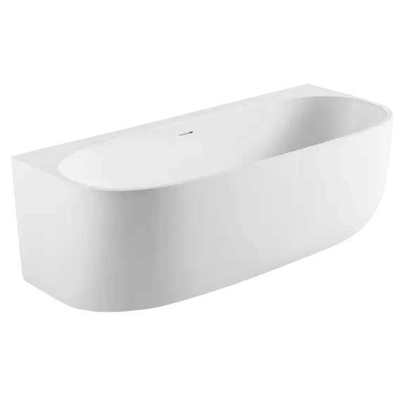 Venezia Acrylic Back To Wall Bath 1500 & 1700mm with overflow- Matte White Johnson Suisse