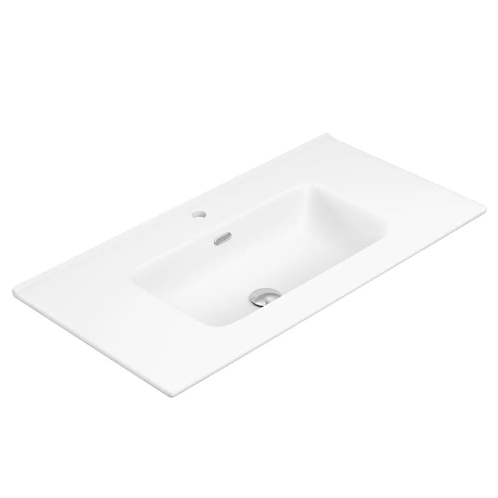 JOLI Ceramic Basin-Tops 600, 750, 900, 1200mm, Gloss White (On Display) &amp; Matte White Fienza