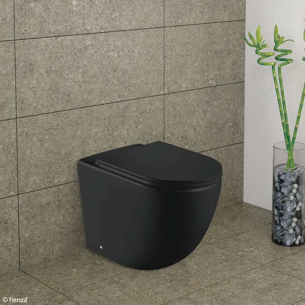 KOKO Matte Black Wall-Faced pan & seat Fienza