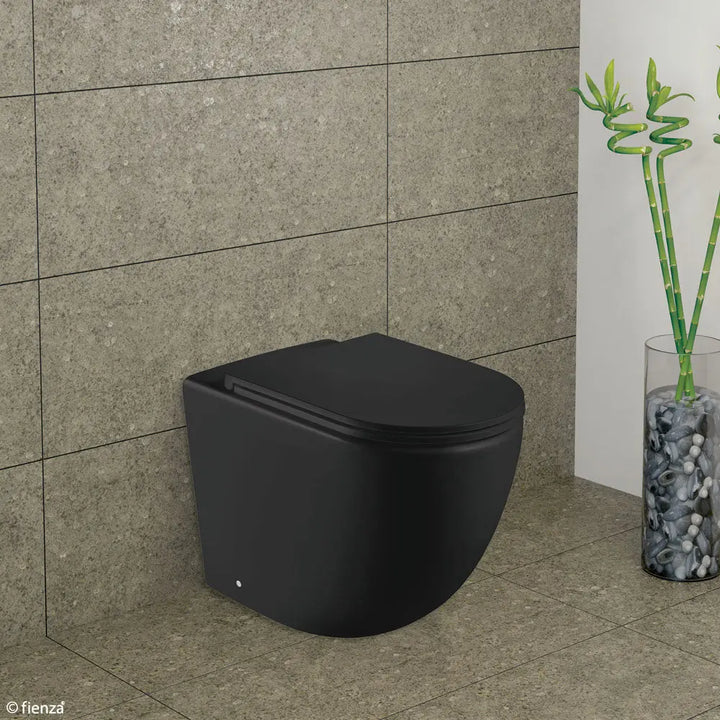 KOKO Matte Black Wall-Faced pan &amp; seat Fienza