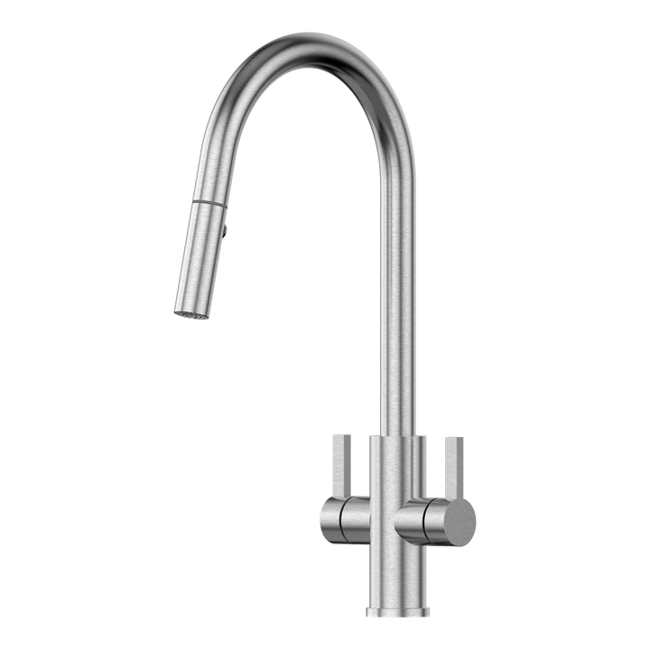 XSSENCE Alfresco 316SS Twin Handle Sink Mixer with Pull Out Spray XpressFit by Suprema