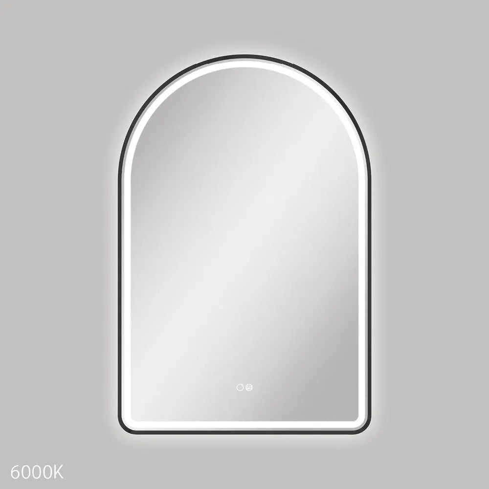 Valentina LED Matte Black Framed Mirror, 600 x 900mm Fienza
