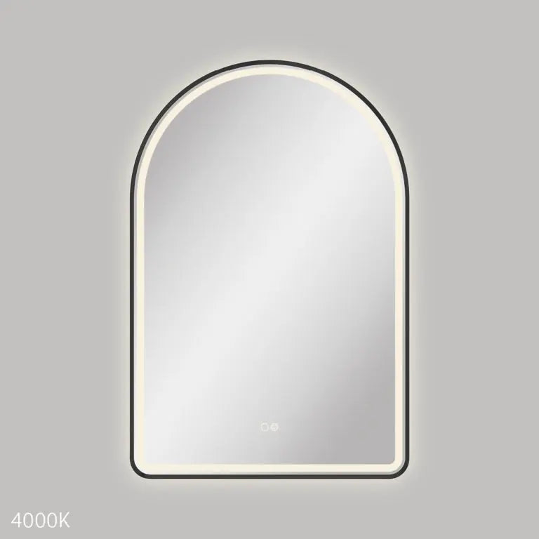 Valentina LED Matte Black Framed Mirror, 600 x 900mm Fienza