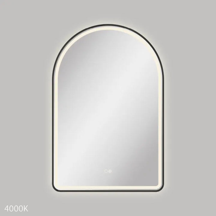 Valentina LED Matte Black Framed Mirror, 600 x 900mm Fienza