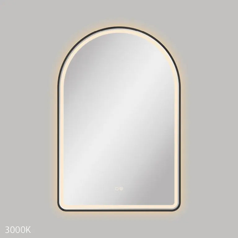 Valentina LED Matte Black Framed Mirror, 600 x 900mm Fienza