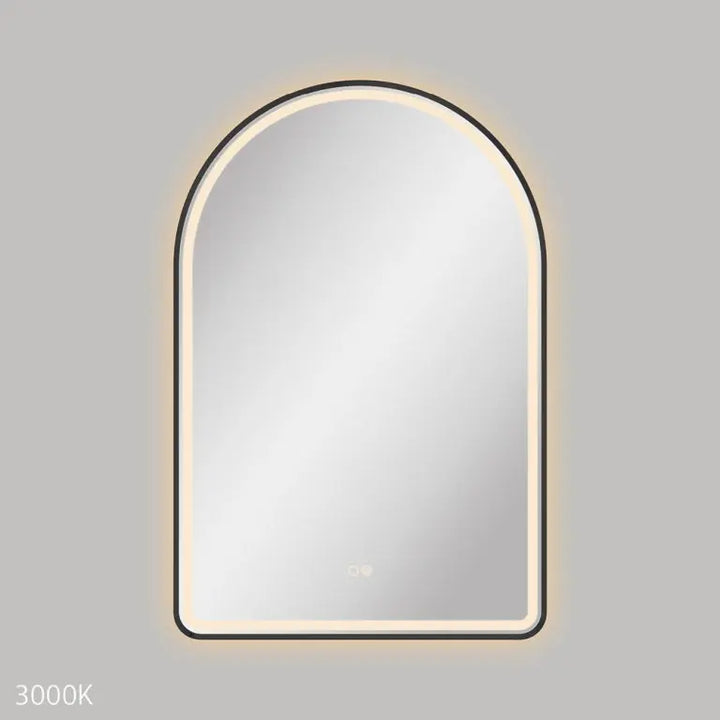 Valentina LED Matte Black Framed Mirror, 600 x 900mm Fienza
