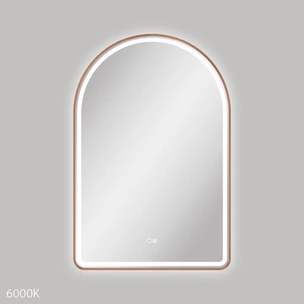 Valentina LED Brushed Copper Framed Mirror, 600 x 900mm Fienza