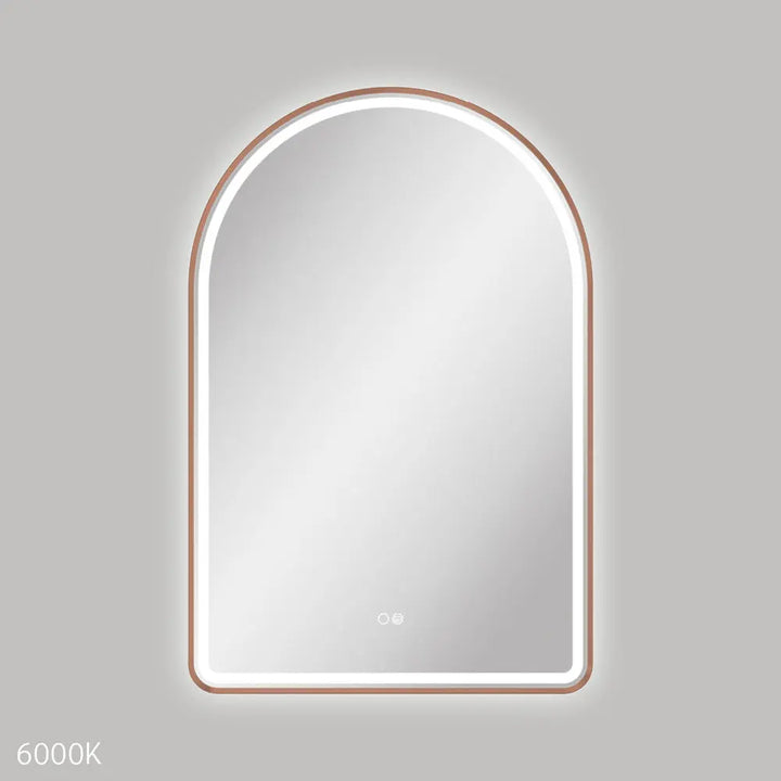 Valentina LED Brushed Copper Framed Mirror, 600 x 900mm Fienza