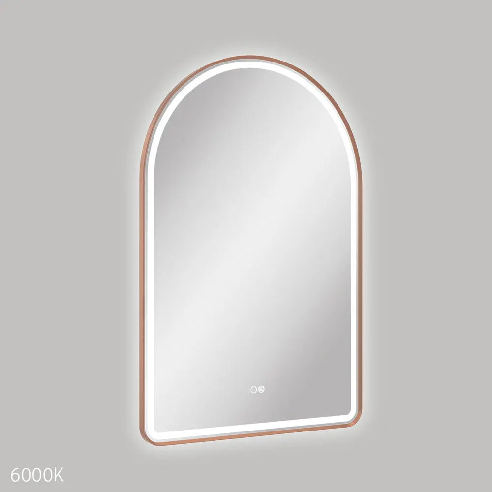 Valentina LED Brushed Copper Framed Mirror, 600 x 900mm Fienza