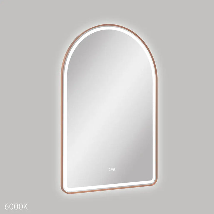 Valentina LED Brushed Copper Framed Mirror, 600 x 900mm Fienza
