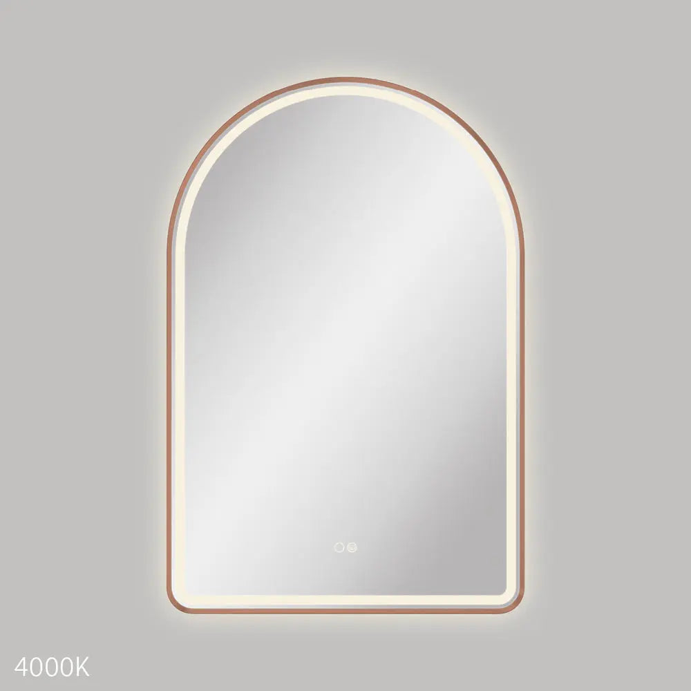 Valentina LED Brushed Copper Framed Mirror, 600 x 900mm Fienza