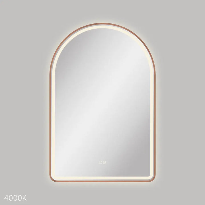 Valentina LED Brushed Copper Framed Mirror, 600 x 900mm Fienza