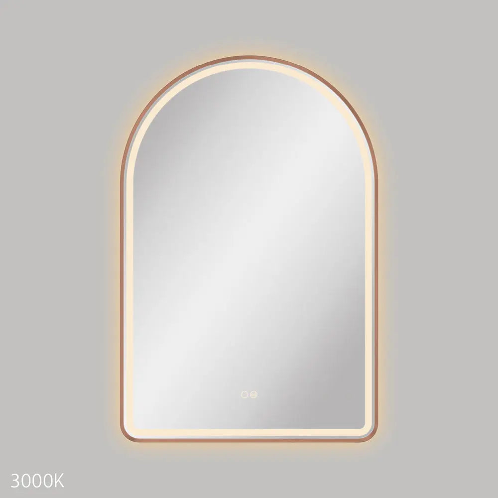Valentina LED Brushed Copper Framed Mirror, 600 x 900mm Fienza