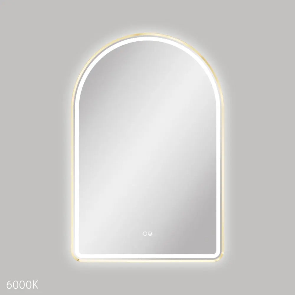 Valentina LED Urban Brass Framed Mirror, 600 x 900mm Fienza