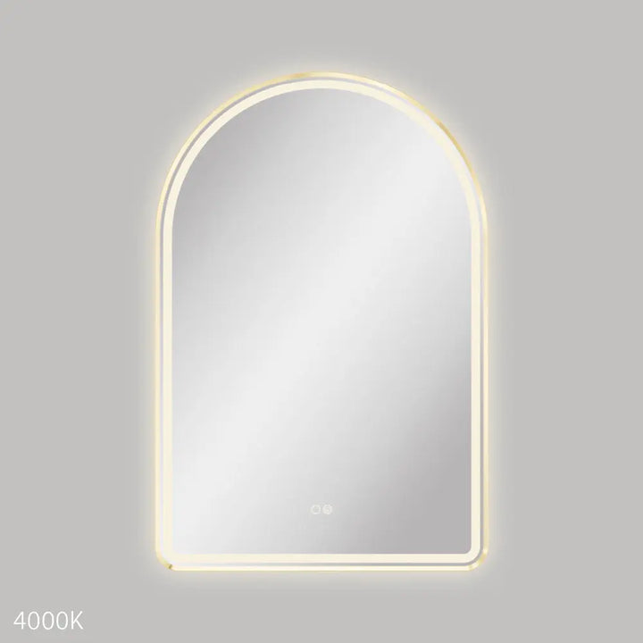 Valentina LED Urban Brass Framed Mirror, 600 x 900mm Fienza