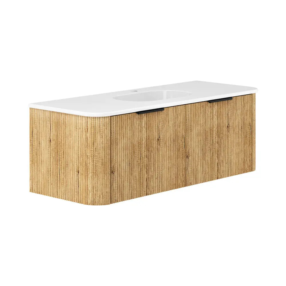 Lola Matte Minka Curved Scandi Oak Wall-Hung Vanity (matte basin) Fienza