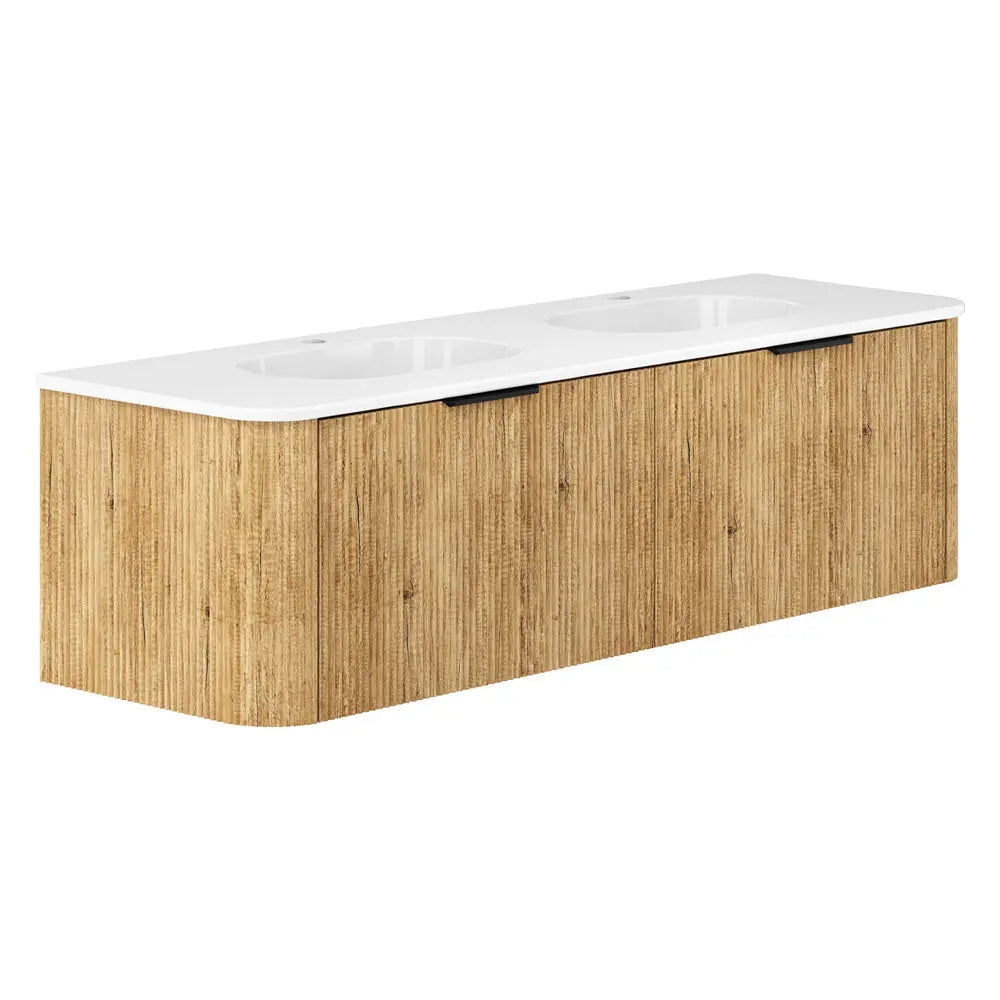 Lola Matte Minka Curved Scandi Oak Wall-Hung Vanity (matte basin) Fienza