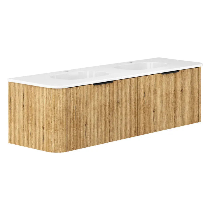 Lola Matte Minka Curved Scandi Oak Wall-Hung Vanity (matte basin) Fienza