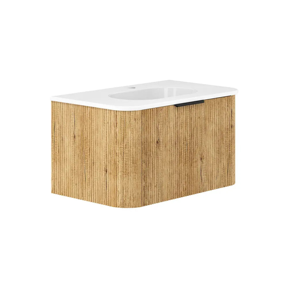Lola Matte Minka Curved Scandi Oak Wall-Hung Vanity (matte basin) Fienza