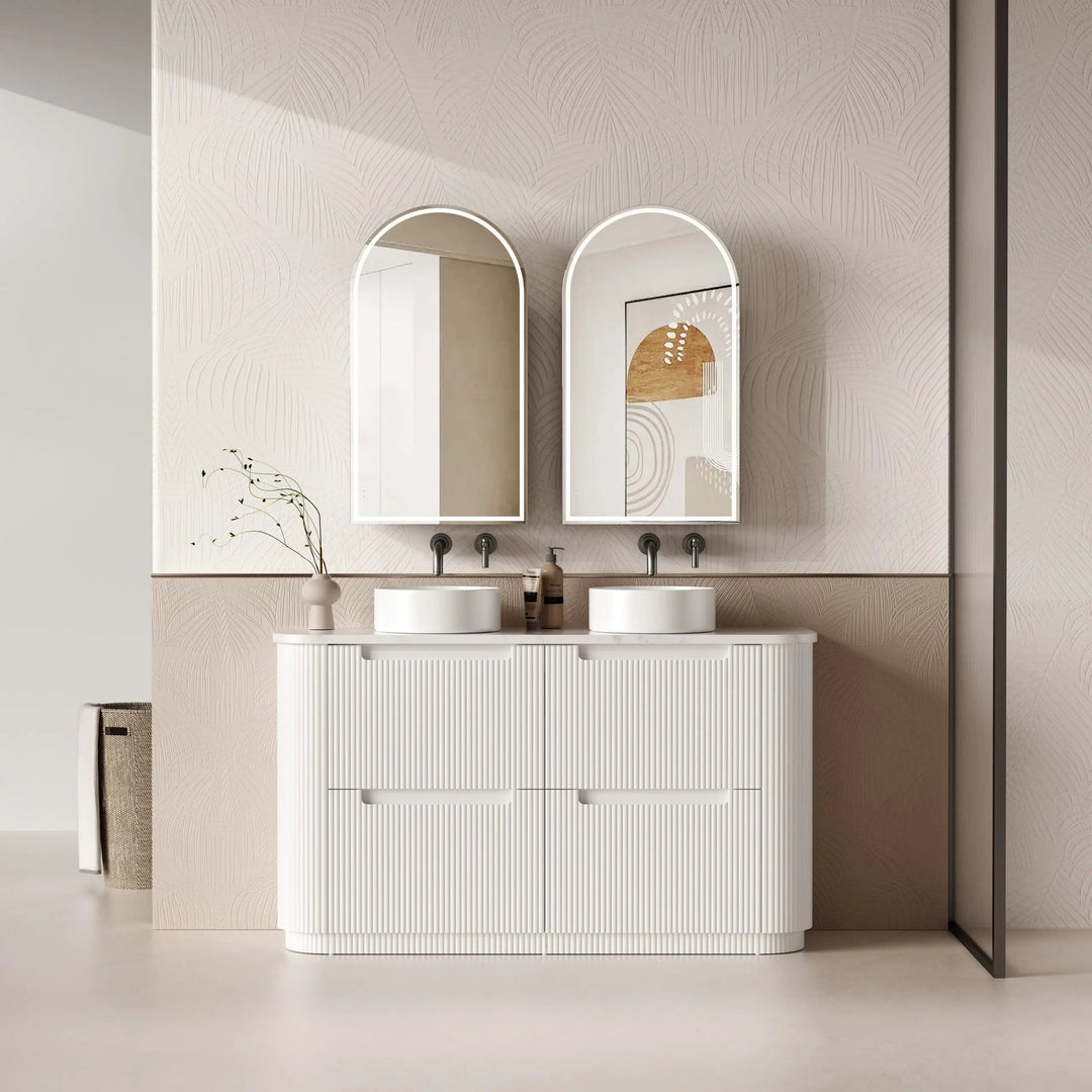 Curva Freestanding Fluted Curved Vanity with Stone Top Alex Group Aus