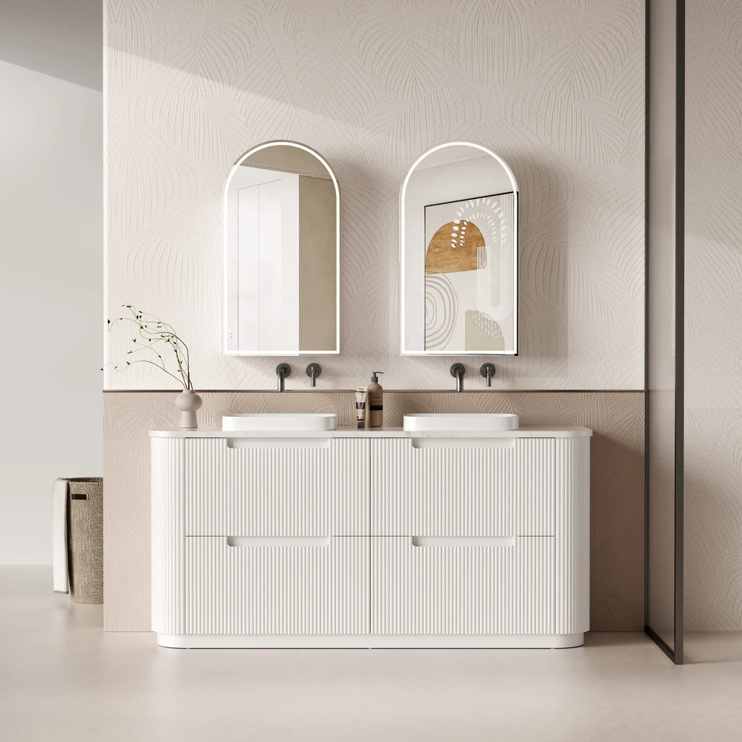 Curva Freestanding Fluted Curved Vanity with Stone Top Alex Group Aus