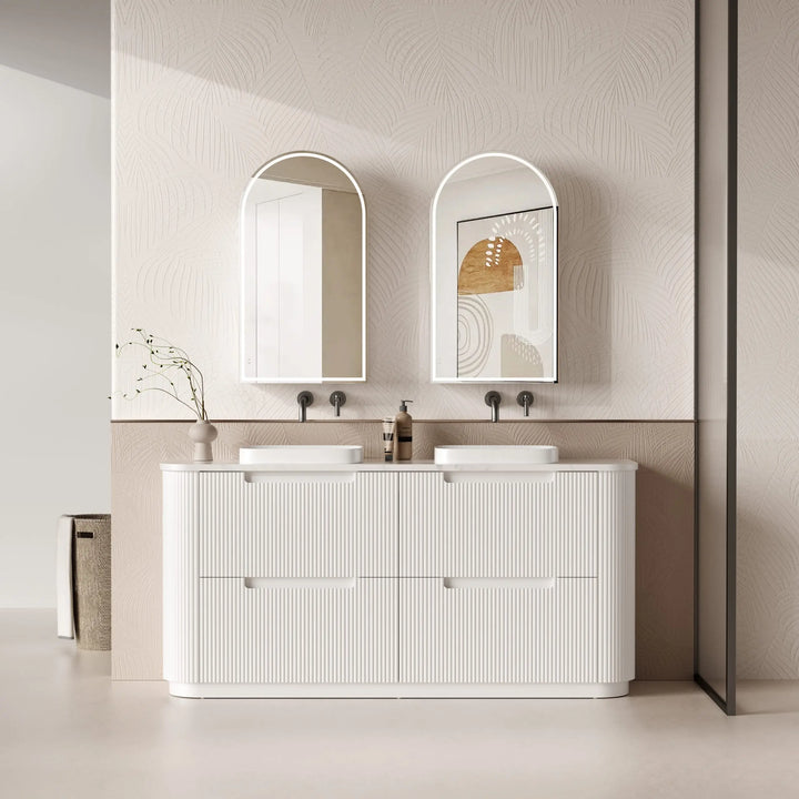 Curva Freestanding Fluted Curved Vanity with Stone Top Alex Group Aus