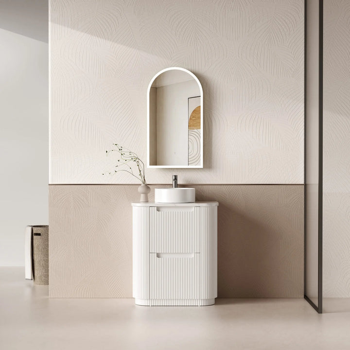 Curva Freestanding Fluted Curved Vanity with Stone Top Alex Group Aus