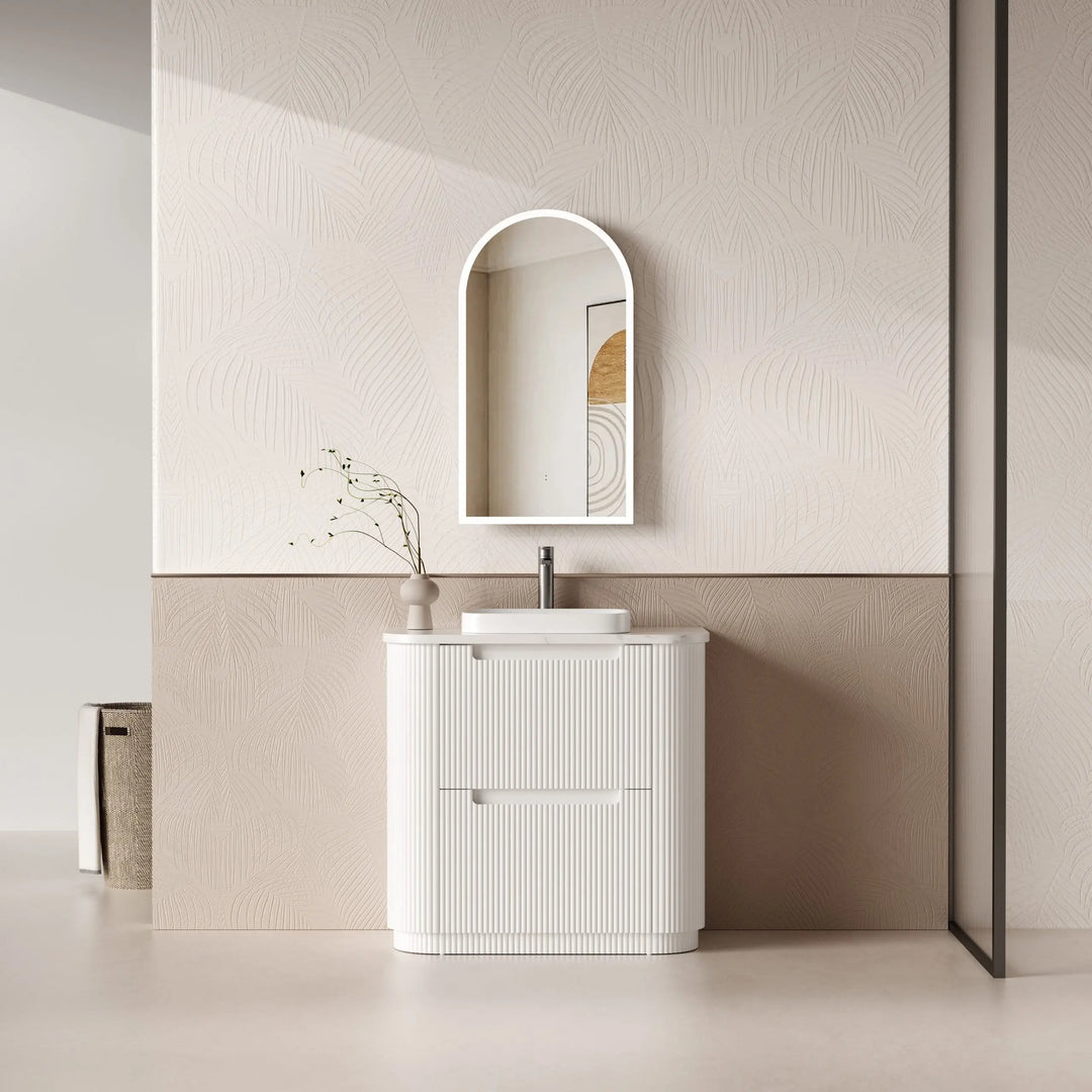 Curva Freestanding Fluted Curved Vanity with Stone Top Alex Group Aus