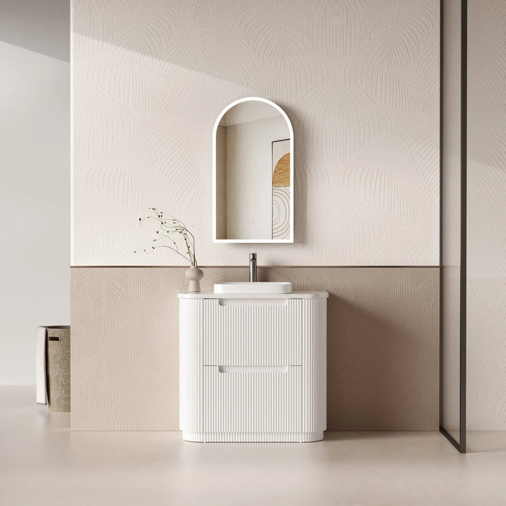 Curva Freestanding Fluted Curved Vanity with Stone Top Alex Group Aus