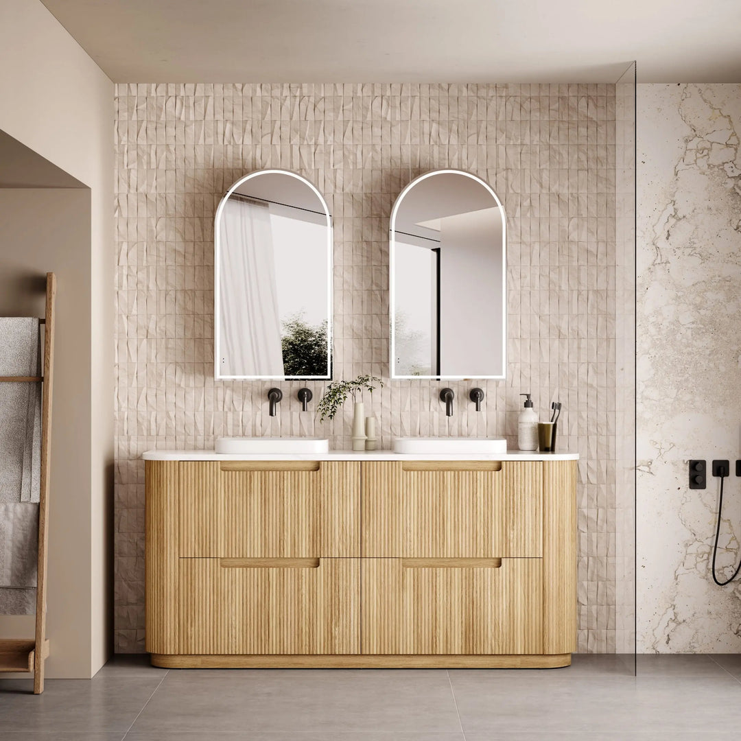Varcelli Freestanding Fluted Curved Vanity with Stone Top Alex Group Aus