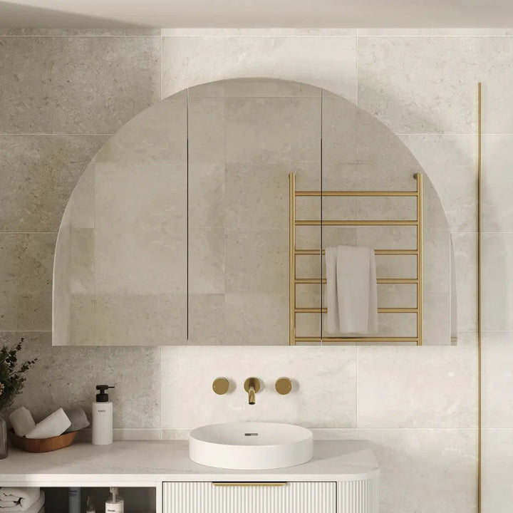 Marlowe Arch Mirror Cabinet, 400, 600mm, 900mm &amp; 1200mm, various finishes Fienza