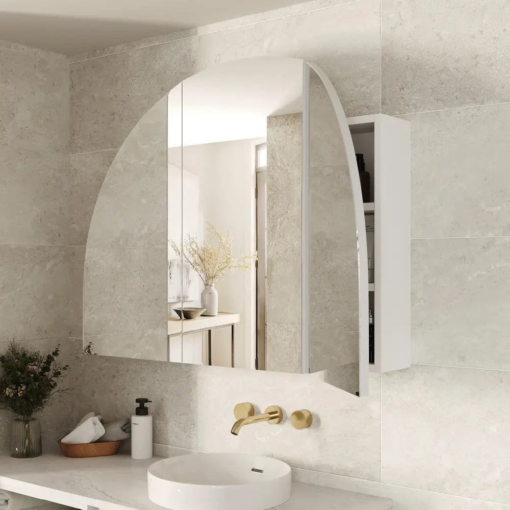 Marlowe Arch Mirror Cabinet, 400, 600mm, 900mm &amp; 1200mm, various finishes Fienza