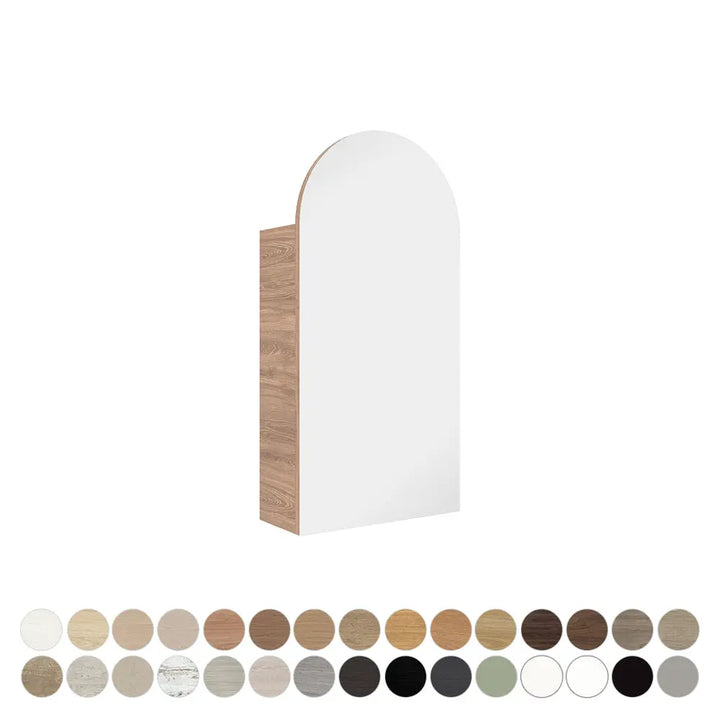 Marlowe Arch Mirror Cabinet, 400, 600mm, 900mm &amp; 1200mm, various finishes Fienza