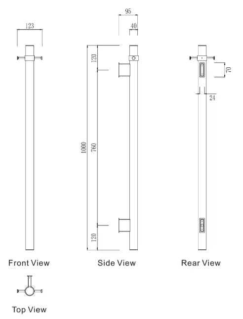 Mirage Vertical Heated Towel Rail Modern National