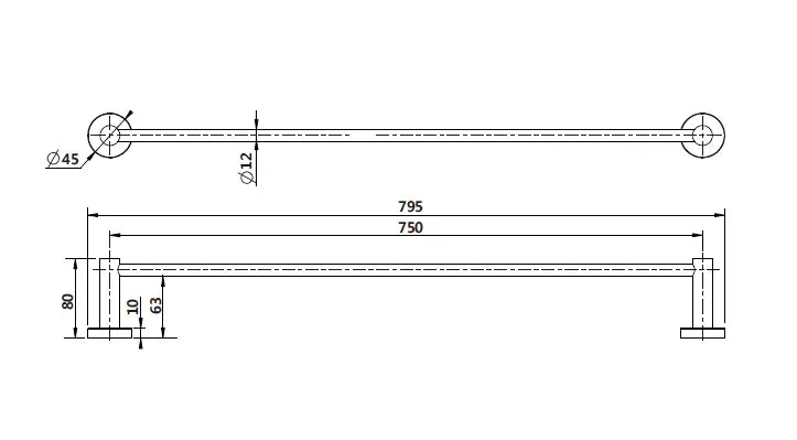 Mirage Single Towel Rail Modern National