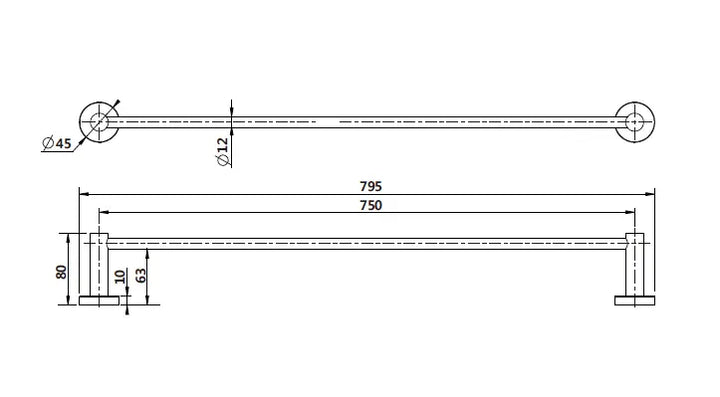 Mirage Single Towel Rail Modern National