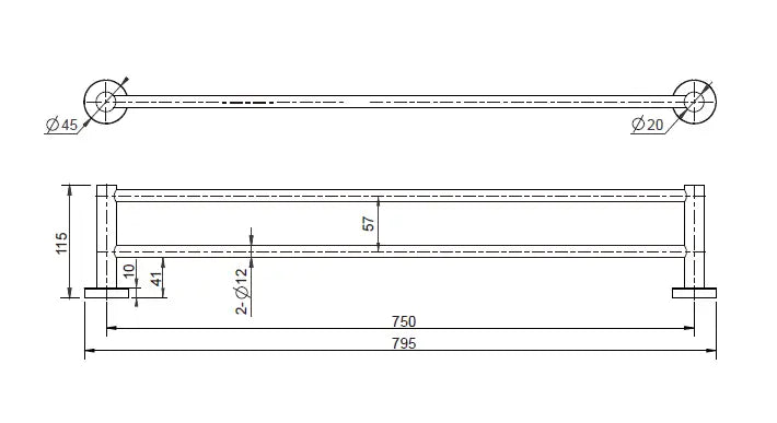 Mirage Double Towel Rail Modern National