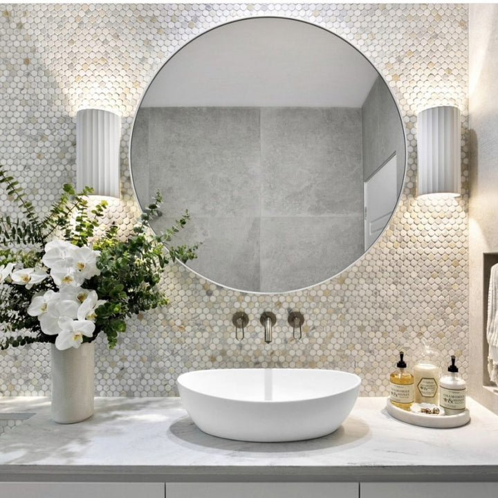 Mila Above Counter Stone Basin - various finishes - ON DISPLAY PIETRA BIANCA