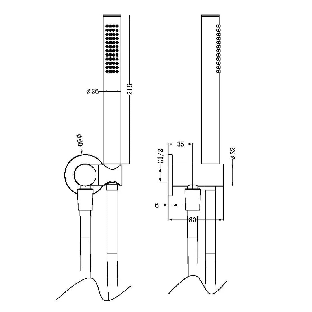 ZEN SS316L SHOWER ON BRACKET WITH OUTDOOR SHOWER HOSE - Various Finishes Nero tapware