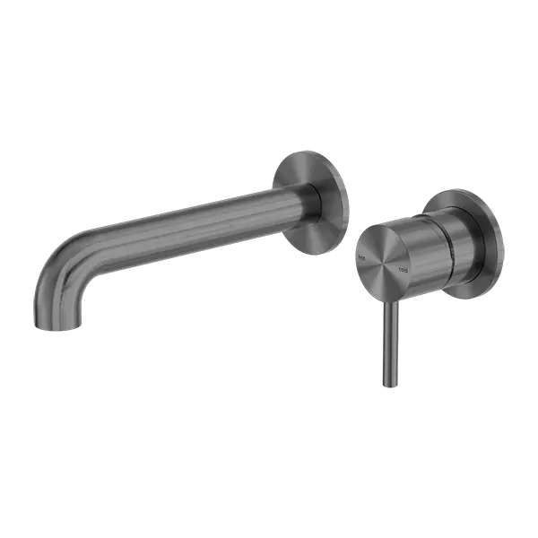 ZEN SS316L WALL BASIN/BATH MIXER SEPARATE BACK PLATE 185/230MM SPOUT - Various Finishes Nero tapware