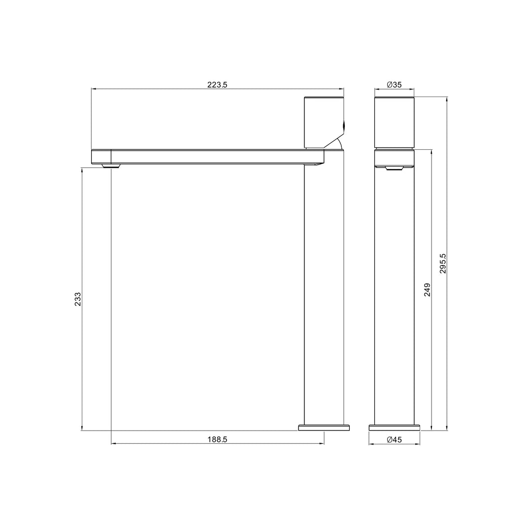 Pure SS316L Tall Basin Mixer Nero tapware