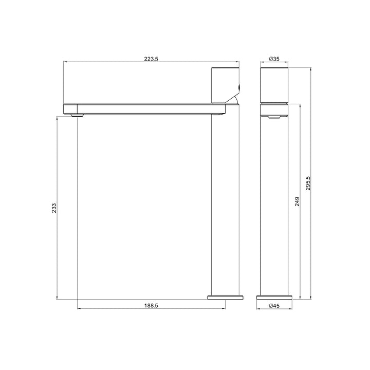 Pure SS316L Tall Basin Mixer Nero tapware
