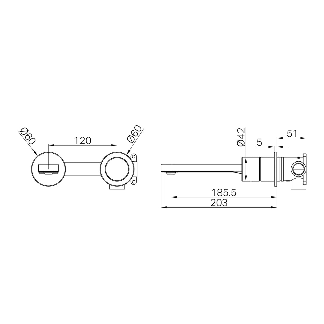 Pure SS316L Progressive Wall Basin/Bath Mixer Separate Back Plate Nero tapware