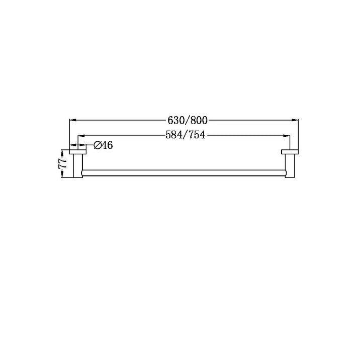Mecca Single Towel Rail 600/800mm Nero tapware