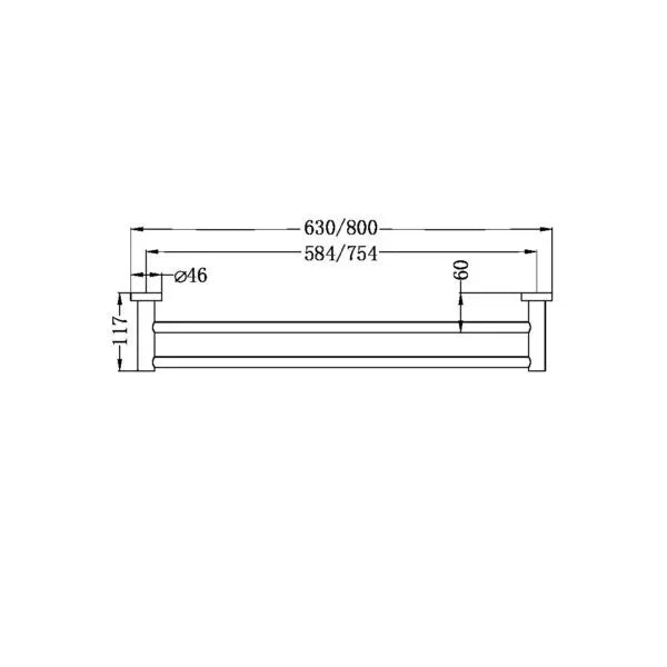 Mecca Double Towel Rail 600/800mm Nero tapware