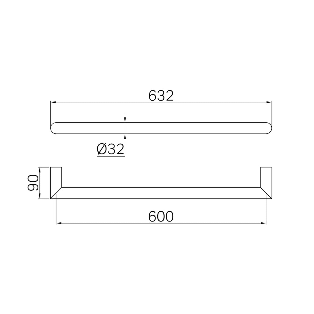 Mecca 240V Single Heated Towel Rail Nero tapware